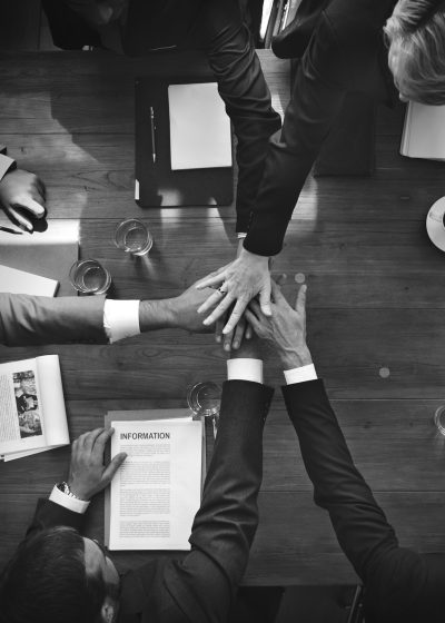 Aerial view of a business team